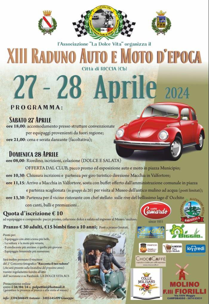 XIII RADUNO AUTO E MOTO D'EPOCA CITTA' DI RICCIA 2024 Motoraduno Riccia